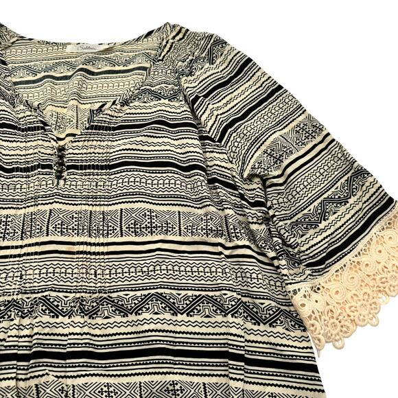 SOLITAIRE Women's‎ 3X Striped Tunic Top Shirt Lace Trim 3/4 Sleeve V Neck Boho - Picture 3 of 10